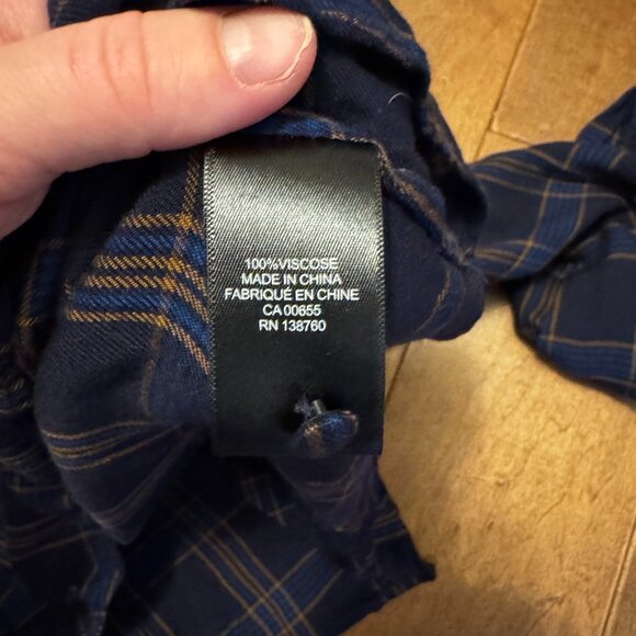 RW&Co Navy & Brown Plaid Blouse – Size Small – Ruffle Sleeves – VGUC - Picture 5 of 8